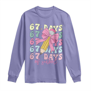 67 Days of School Coquette Bow Long Sleeve Shirt Funny Six Seven Meme 67th Day Teacher Student TS10 Violet Print Your Wear