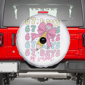 67 Days of School Coquette Bow Spare Tire Cover Funny Six Seven Meme 67th Day Teacher Student TS10 White Print Your Wear