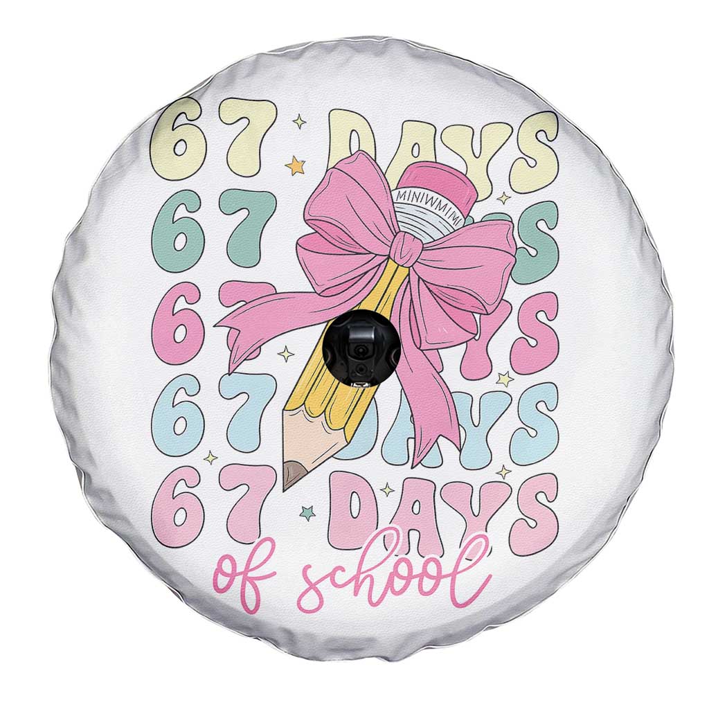 67 Days of School Coquette Bow Spare Tire Cover Funny Six Seven Meme 67th Day Teacher Student TS10 Print Your Wear