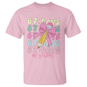 67 Days of School Coquette Bow T Shirt Funny Six Seven Meme 67th Day Teacher Student TS10 Light Pink Print Your Wear