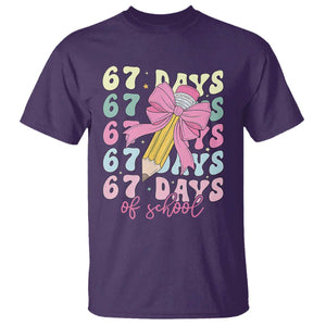 67 Days of School Coquette Bow T Shirt Funny Six Seven Meme 67th Day Teacher Student TS10 Purple Print Your Wear