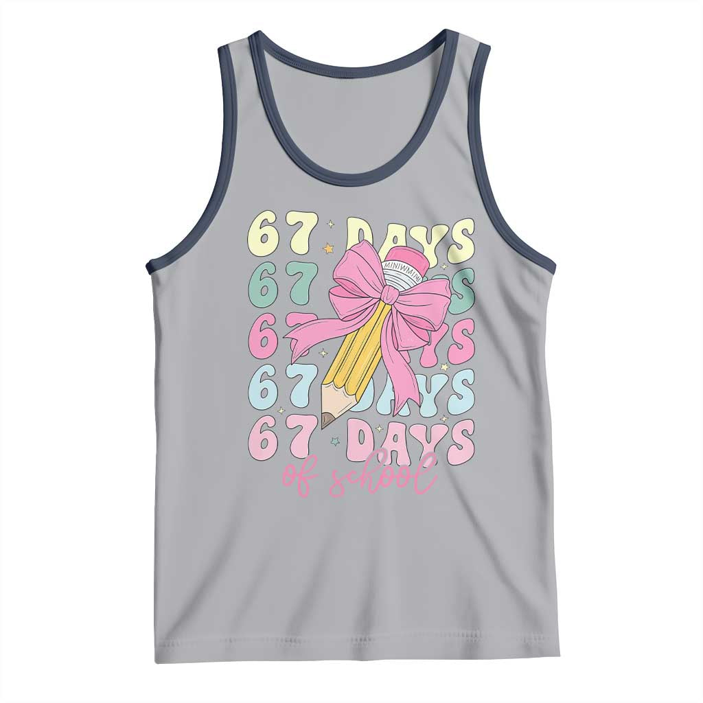 67 Days of School Coquette Bow Tank Top Funny Six Seven Meme 67th Day Teacher Student TS10 Athletic Heather Navy Print Your Wear