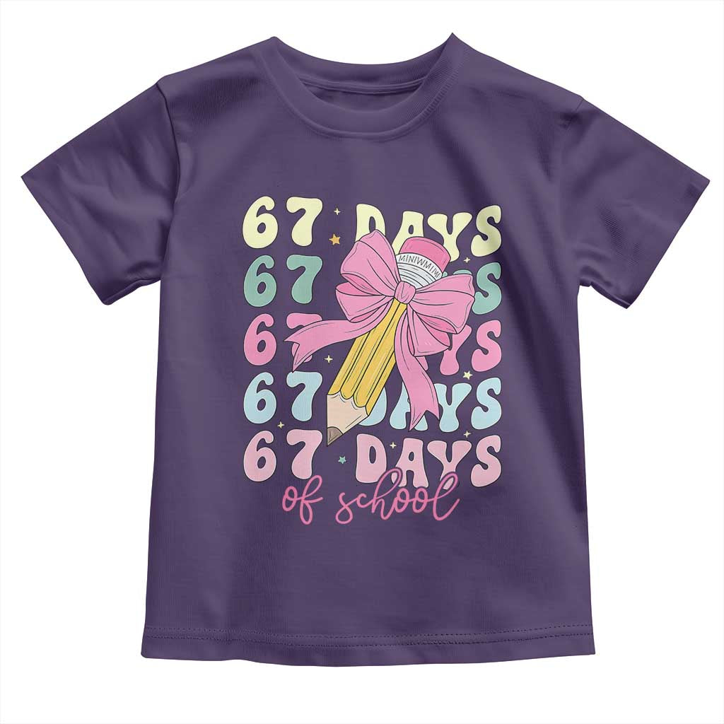 67 Days of School Coquette Bow Toddler T Shirt Funny Six Seven Meme 67th Day Teacher Student TS10 Purple Print Your Wear