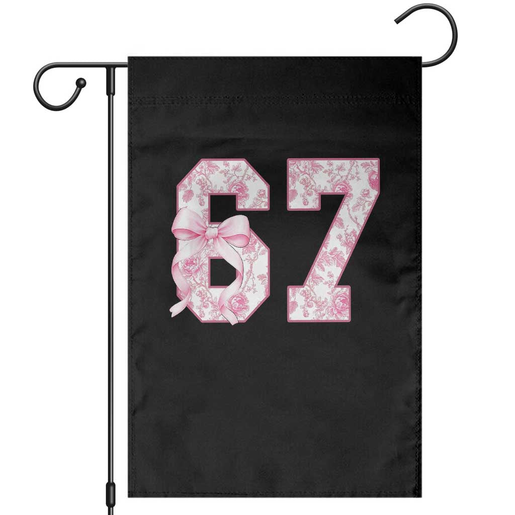 Six Seven Coquette Girl Garden Flag Funny 67 Meme Gen Alpha Slang Pink Floral Bow Aesthetic TS10 Black Print Your Wear