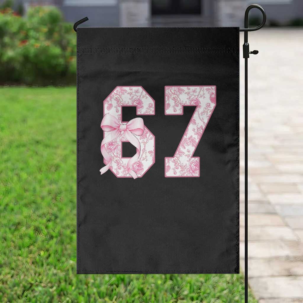 Six Seven Coquette Girl Garden Flag Funny 67 Meme Gen Alpha Slang Pink Floral Bow Aesthetic TS10 Print Your Wear