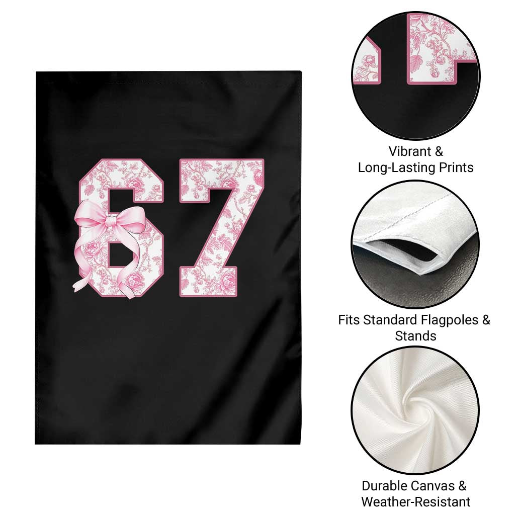 Six Seven Coquette Girl Garden Flag Funny 67 Meme Gen Alpha Slang Pink Floral Bow Aesthetic TS10 Print Your Wear