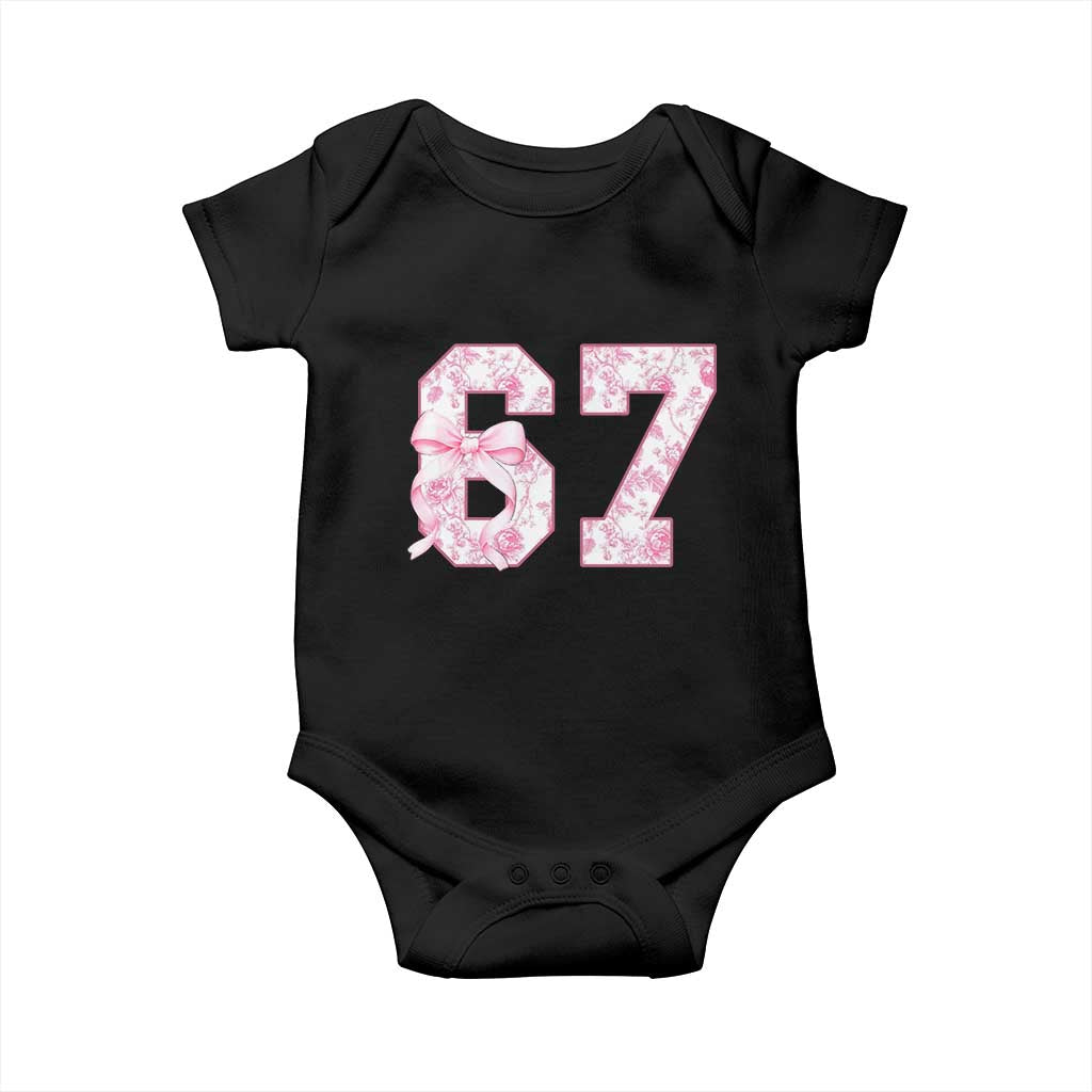 Six Seven Coquette Girl Baby Onesie Funny 67 Meme Gen Alpha Slang Pink Floral Bow Aesthetic TS10 Black Print Your Wear
