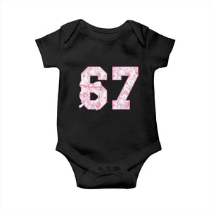 Six Seven Coquette Girl Baby Onesie Funny 67 Meme Gen Alpha Slang Pink Floral Bow Aesthetic TS10 Black Print Your Wear
