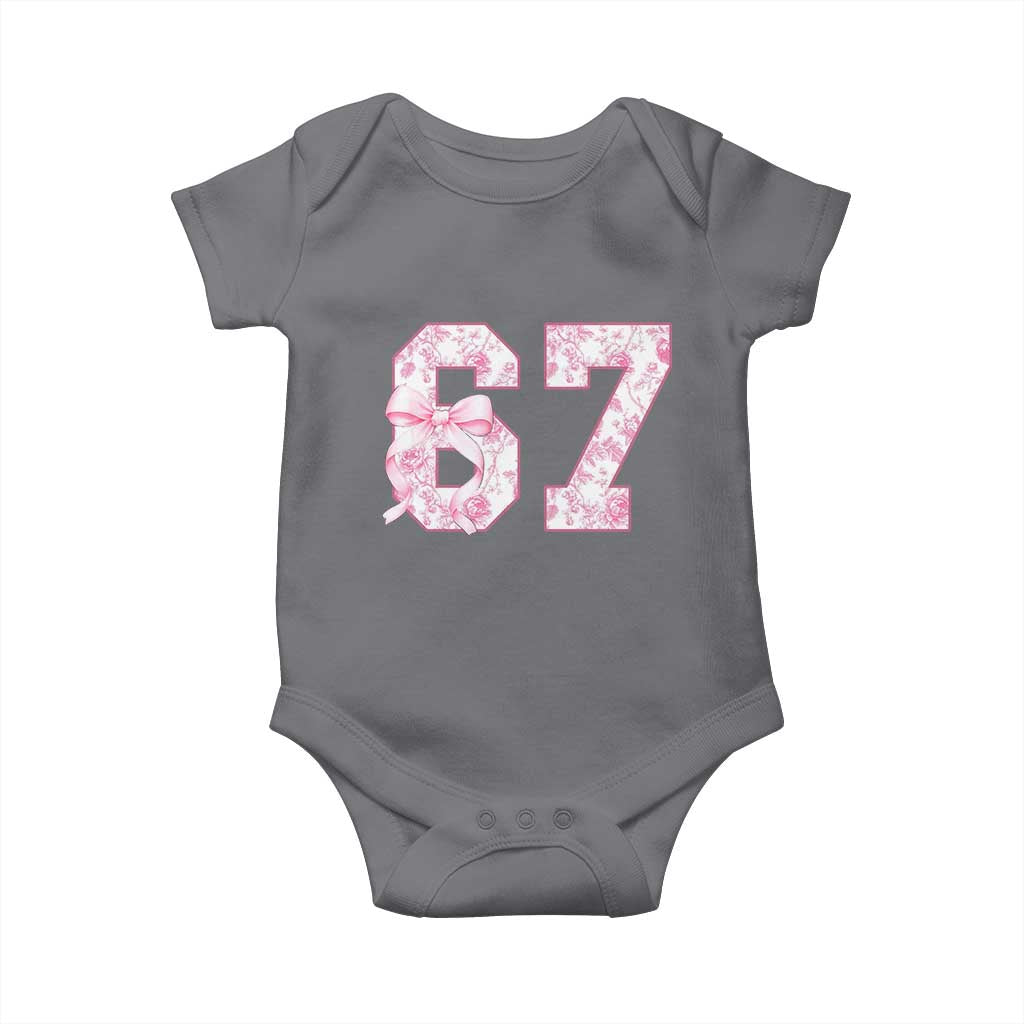 Six Seven Coquette Girl Baby Onesie Funny 67 Meme Gen Alpha Slang Pink Floral Bow Aesthetic TS10 Charcoal Print Your Wear