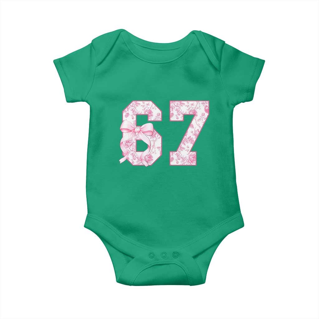 Six Seven Coquette Girl Baby Onesie Funny 67 Meme Gen Alpha Slang Pink Floral Bow Aesthetic TS10 Irish Green Print Your Wear