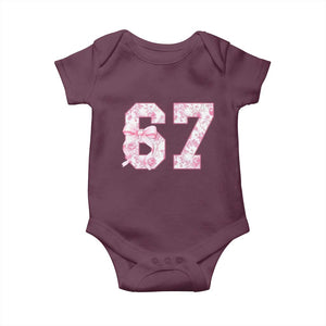 Six Seven Coquette Girl Baby Onesie Funny 67 Meme Gen Alpha Slang Pink Floral Bow Aesthetic TS10 Maroon Print Your Wear