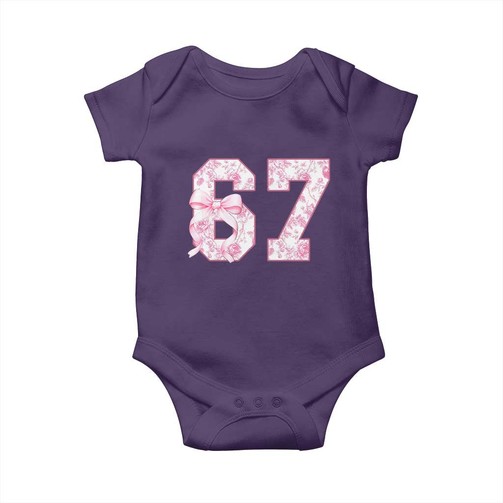 Six Seven Coquette Girl Baby Onesie Funny 67 Meme Gen Alpha Slang Pink Floral Bow Aesthetic TS10 Purple Print Your Wear