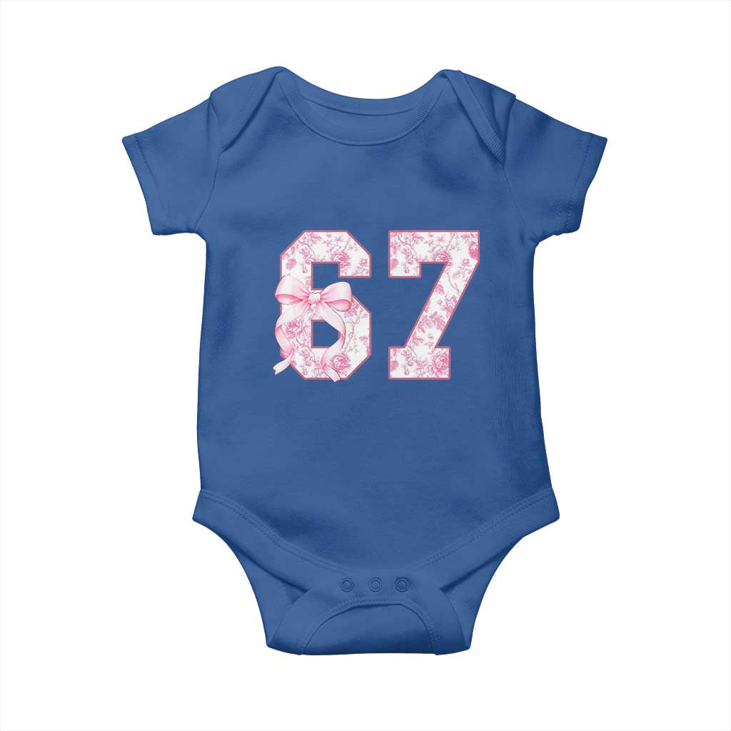 Six Seven Coquette Girl Baby Onesie Funny 67 Meme Gen Alpha Slang Pink Floral Bow Aesthetic TS10 Royal Blue Print Your Wear