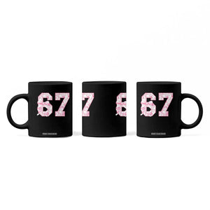 Six Seven Coquette Girl Coffee Mug Funny 67 Meme Gen Alpha Slang Pink Floral Bow Aesthetic TS10 Print Your Wear