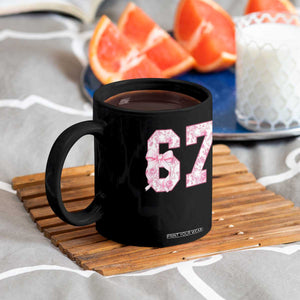 Six Seven Coquette Girl Coffee Mug Funny 67 Meme Gen Alpha Slang Pink Floral Bow Aesthetic TS10 Print Your Wear