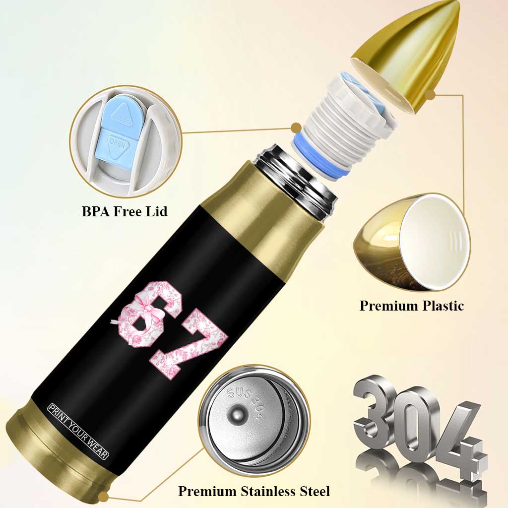 Six Seven Coquette Girl Bullet Tumbler Funny 67 Meme Gen Alpha Slang Pink Floral Bow Aesthetic TS10 Print Your Wear