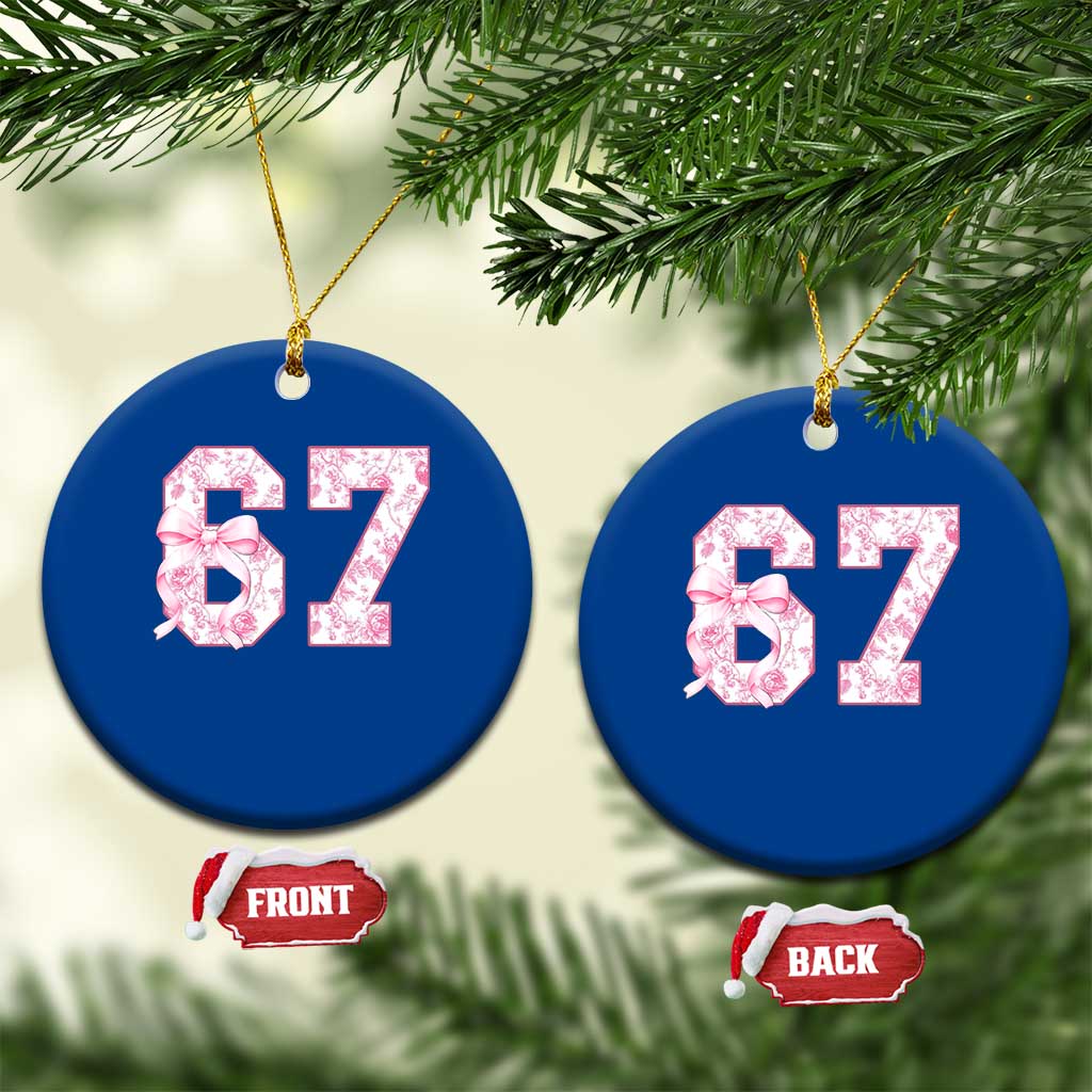 Six Seven Coquette Girl Ceramic Ornament Funny 67 Meme Gen Alpha Slang Pink Floral Bow Aesthetic TS10 1pc Blue Print Your Wear