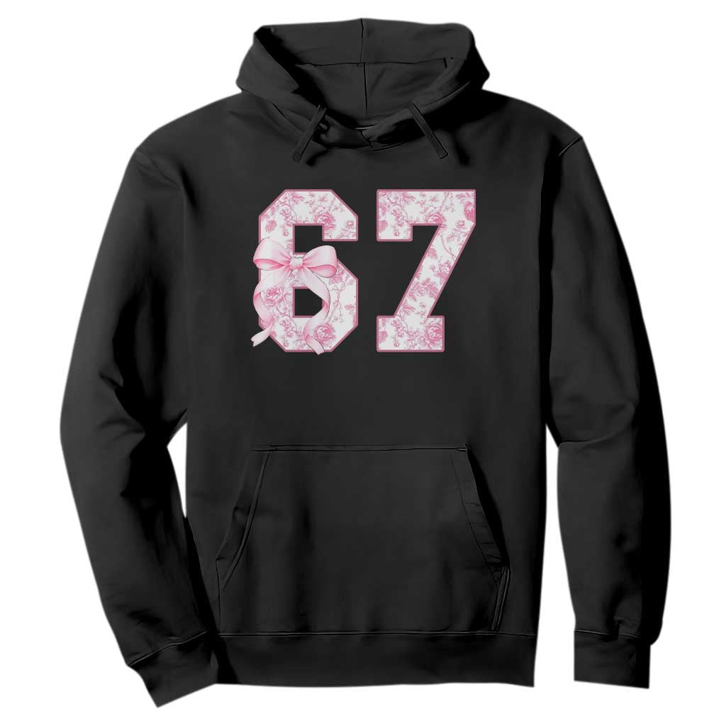 Six Seven Coquette Girl Hoodie Funny 67 Meme Gen Alpha Slang Pink Floral Bow Aesthetic TS10 Black Print Your Wear