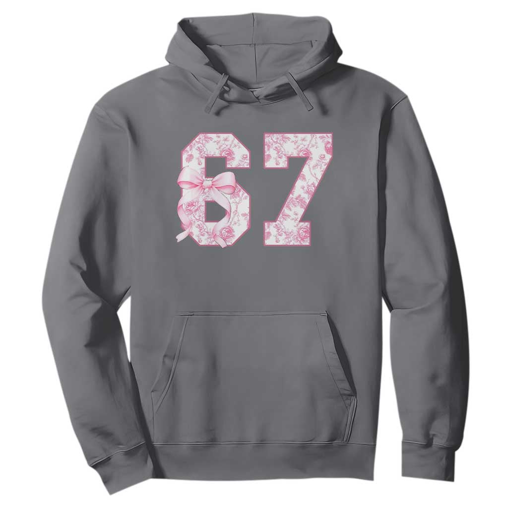 Six Seven Coquette Girl Hoodie Funny 67 Meme Gen Alpha Slang Pink Floral Bow Aesthetic TS10 Charcoal Print Your Wear