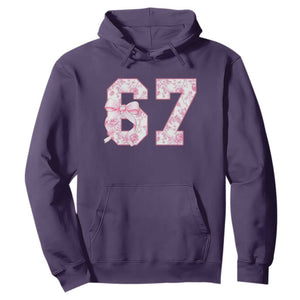 Six Seven Coquette Girl Hoodie Funny 67 Meme Gen Alpha Slang Pink Floral Bow Aesthetic TS10 Purple Print Your Wear