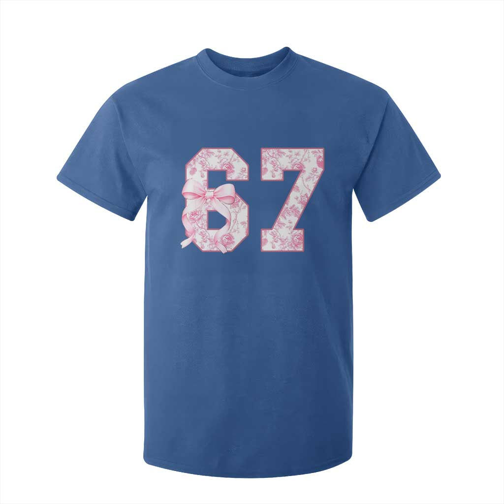Six Seven Coquette Girl T Shirt For Kid Funny 67 Meme Gen Alpha Slang Pink Floral Bow Aesthetic TS10 Royal Blue Print Your Wear