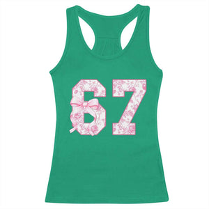 Six Seven Coquette Girl Racerback Tank Top Funny 67 Meme Gen Alpha Slang Pink Floral Bow Aesthetic TS10 Irish Green Print Your Wear