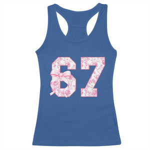 Six Seven Coquette Girl Racerback Tank Top Funny 67 Meme Gen Alpha Slang Pink Floral Bow Aesthetic TS10 Royal Blue Print Your Wear