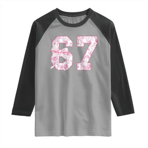 Six Seven Coquette Girl Raglan Shirt Funny 67 Meme Gen Alpha Slang Pink Floral Bow Aesthetic TS10 Sport Gray Black Print Your Wear