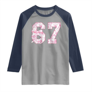 Six Seven Coquette Girl Raglan Shirt Funny 67 Meme Gen Alpha Slang Pink Floral Bow Aesthetic TS10 Sport Gray Navy Print Your Wear