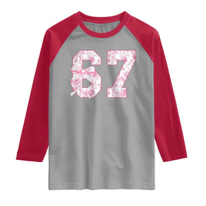 Six Seven Coquette Girl Raglan Shirt Funny 67 Meme Gen Alpha Slang Pink Floral Bow Aesthetic TS10 Sport Gray Red Print Your Wear