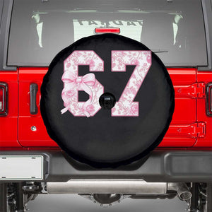 Six Seven Coquette Girl Spare Tire Cover Funny 67 Meme Gen Alpha Slang Pink Floral Bow Aesthetic TS10 Black Print Your Wear