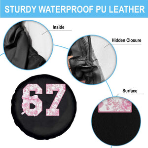 Six Seven Coquette Girl Spare Tire Cover Funny 67 Meme Gen Alpha Slang Pink Floral Bow Aesthetic TS10 Print Your Wear