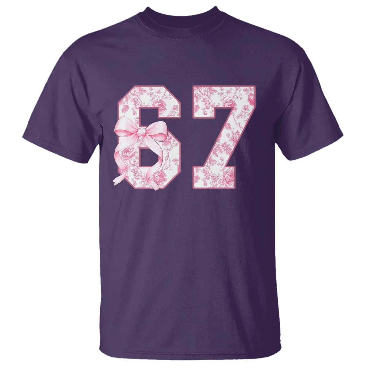 Six Seven Coquette Girl T Shirt Funny 67 Meme Gen Alpha Slang Pink Floral Bow Aesthetic TS10 Purple Print Your Wear