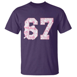 Six Seven Coquette Girl T Shirt Funny 67 Meme Gen Alpha Slang Pink Floral Bow Aesthetic TS10 Purple Print Your Wear