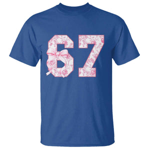 Six Seven Coquette Girl T Shirt Funny 67 Meme Gen Alpha Slang Pink Floral Bow Aesthetic TS10 Royal Blue Print Your Wear