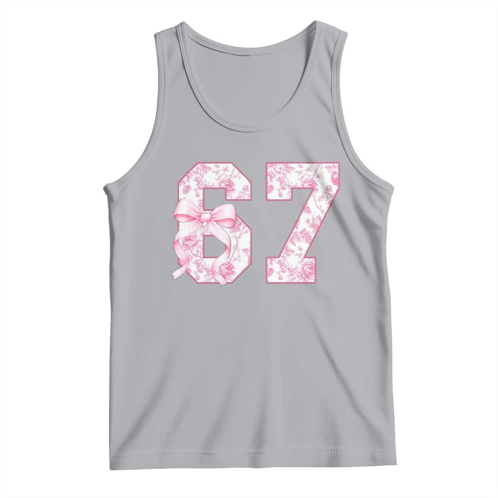 Six Seven Coquette Girl Tank Top Funny 67 Meme Gen Alpha Slang Pink Floral Bow Aesthetic TS10 Athletic Heather Print Your Wear