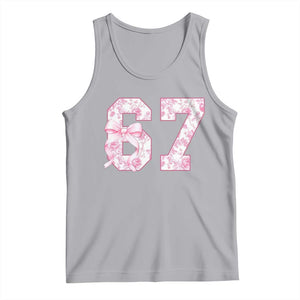 Six Seven Coquette Girl Tank Top Funny 67 Meme Gen Alpha Slang Pink Floral Bow Aesthetic TS10 Athletic Heather Print Your Wear