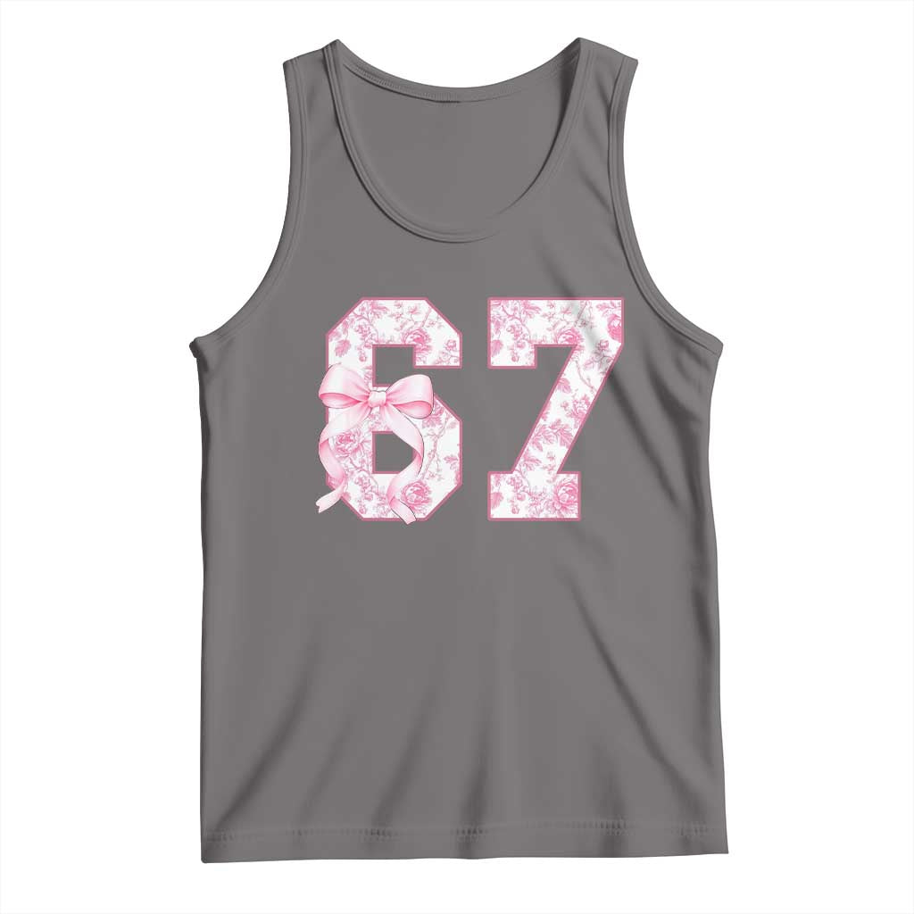 Six Seven Coquette Girl Tank Top Funny 67 Meme Gen Alpha Slang Pink Floral Bow Aesthetic TS10 Deep Heather Print Your Wear