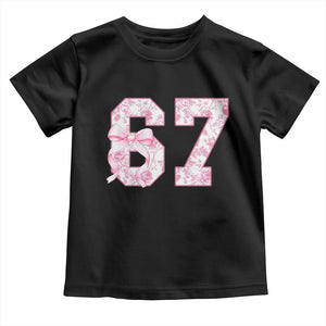 Six Seven Coquette Girl Toddler T Shirt Funny 67 Meme Gen Alpha Slang Pink Floral Bow Aesthetic TS10 Black Print Your Wear