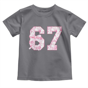 Six Seven Coquette Girl Toddler T Shirt Funny 67 Meme Gen Alpha Slang Pink Floral Bow Aesthetic TS10 Charcoal Print Your Wear