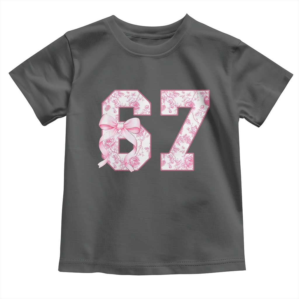Six Seven Coquette Girl Toddler T Shirt Funny 67 Meme Gen Alpha Slang Pink Floral Bow Aesthetic TS10 Dark Heather Print Your Wear