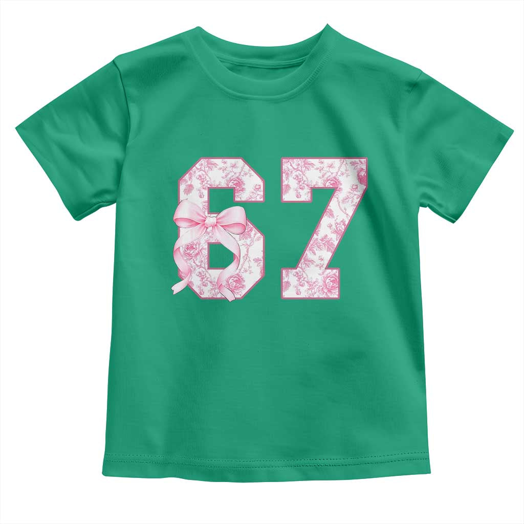 Six Seven Coquette Girl Toddler T Shirt Funny 67 Meme Gen Alpha Slang Pink Floral Bow Aesthetic TS10 Irish Green Print Your Wear