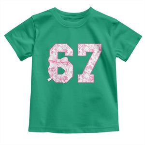 Six Seven Coquette Girl Toddler T Shirt Funny 67 Meme Gen Alpha Slang Pink Floral Bow Aesthetic TS10 Irish Green Print Your Wear