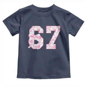 Six Seven Coquette Girl Toddler T Shirt Funny 67 Meme Gen Alpha Slang Pink Floral Bow Aesthetic TS10 Navy Print Your Wear