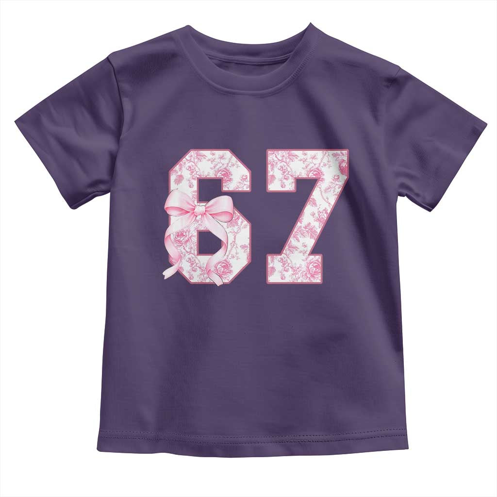 Six Seven Coquette Girl Toddler T Shirt Funny 67 Meme Gen Alpha Slang Pink Floral Bow Aesthetic TS10 Purple Print Your Wear