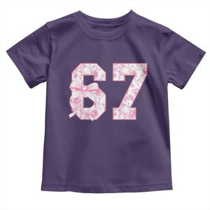 Six Seven Coquette Girl Toddler T Shirt Funny 67 Meme Gen Alpha Slang Pink Floral Bow Aesthetic TS10 Purple Print Your Wear