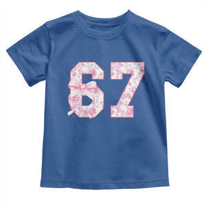 Six Seven Coquette Girl Toddler T Shirt Funny 67 Meme Gen Alpha Slang Pink Floral Bow Aesthetic TS10 Royal Blue Print Your Wear