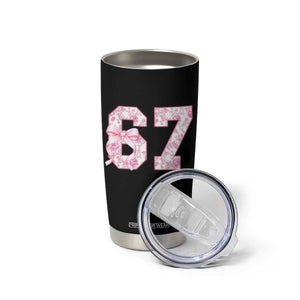 Six Seven Coquette Girl Tumbler Cup Funny 67 Meme Gen Alpha Slang Pink Floral Bow Aesthetic TS10 Print Your Wear