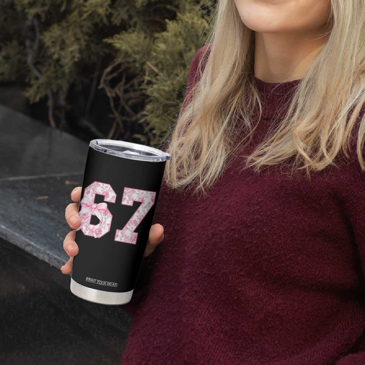 Six Seven Coquette Girl Tumbler Cup Funny 67 Meme Gen Alpha Slang Pink Floral Bow Aesthetic TS10 Print Your Wear