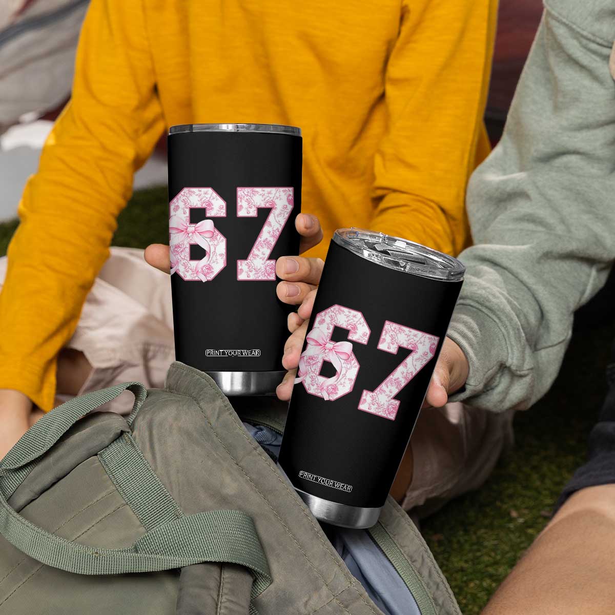 Six Seven Coquette Girl Tumbler Cup Funny 67 Meme Gen Alpha Slang Pink Floral Bow Aesthetic TS10 Print Your Wear